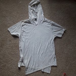 konk mens fashion white short sleeve shirt hoodie Large Zipper